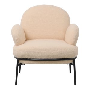 Agnes Jaycob armchair, bouclé, Brown Tampa color, with black metal legs, 74x71x83cm