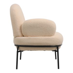 Agnes Jaycob armchair, bouclé, Brown Tampa color, with black metal legs, 74x71x83cm