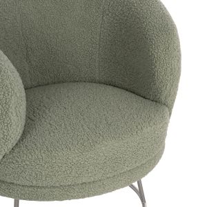 Arien armchair Hm8403,27 with pistachio-colored boucle and silver metal base 78x75x84cm