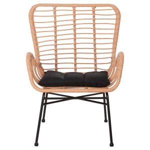 Кресло Bergere Style Allegra P,e,ratan бежово-черна метална конструкция 66x59x90hcm Hm5704