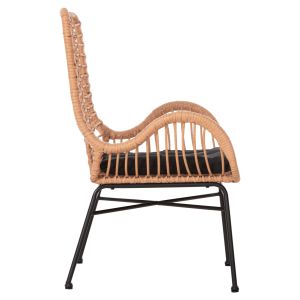 Кресло Bergere Style Allegra P,e,ratan бежово-черна метална конструкция 66x59x90hcm Hm5704