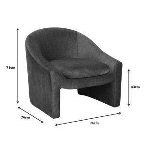 Armchair Berza textile damask anthracite 76x76x71cm