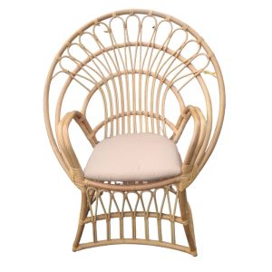 Boloni garden/living room armchair, natural rattan, beige cushion 100x67x120cm