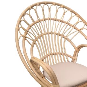 Boloni garden/living room armchair, natural rattan, beige cushion 100x67x120cm