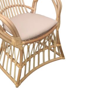 Boloni garden/living room armchair, natural rattan, beige cushion 100x67x120cm