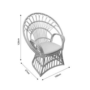 Boloni garden/living room armchair, natural rattan, beige cushion 100x67x120cm