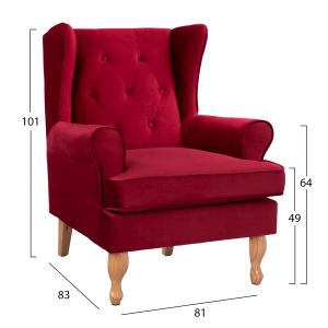 Armchair Brandon red velvet Hm3073,14