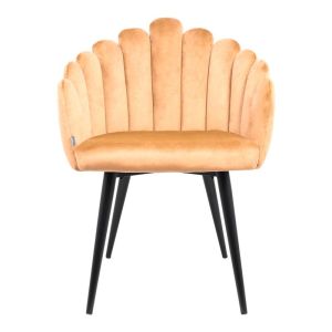 Briella 1937 armchair, yellow velvet and black metal legs