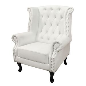 Chesterfield armchair Polina white matt Hm0053,02