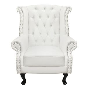 Chesterfield armchair Polina white matt Hm0053,02