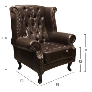 Chesterfield armchair Polina dark brown Hm0053,01