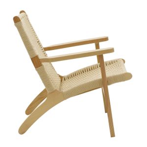 Chiaranatural armchair made of beech wood with natural rope on the seat for garden living room 70x68x75cm