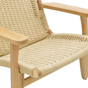 Chiaranatural armchair made of beech wood with natural rope on the seat for garden living room 70x68x75cm