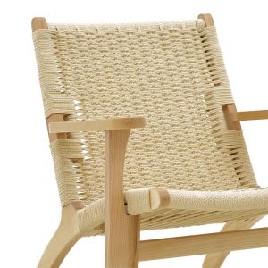Chiaranatural armchair made of beech wood with natural rope on the seat for garden living room 70x68x75cm