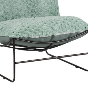 Chopie armchair light green fabric-black metal legs 77x90x83cm