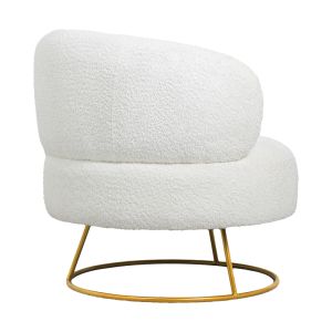Connie armchair, bouclé, white-gold metal legs, 87x81x81cm
