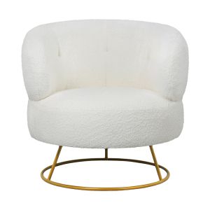 Connie armchair, bouclé, white-gold metal legs, 87x81x81cm