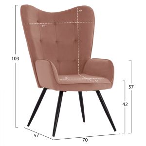 Armchair Crawley Hm8918,02 rose ash color 70x57x103cm