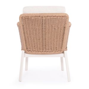 Destiny Zen armchair Sm6168 ivory color, aluminum and cushions - beige, woven 65x68x75.5-82 in cm.