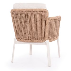 Destiny Zen armchair Sm6168 ivory color, aluminum and cushions - beige, woven 65x68x75.5-82 in cm.
