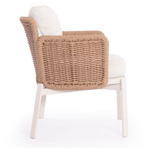 Destiny Zen armchair Sm6168 ivory color, aluminum and cushions - beige, woven 65x68x75.5-82 in cm.