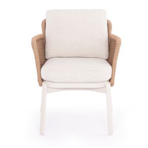 Destiny Zen armchair Sm6168 ivory color, aluminum and cushions - beige, woven 65x68x75.5-82 in cm.