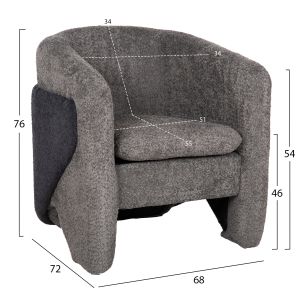 Doper armchair, boucle, grey/blue anthracite 68x72x76hcm Hm9590,01