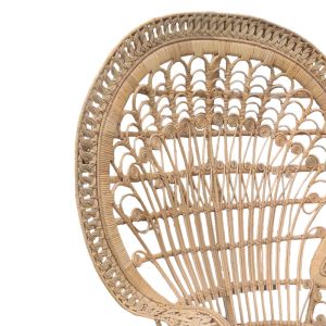 Dorothy Royal Peacock armchair for garden, living room, natural rattan, beige cushion 115x57x150cm