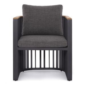 Armchair Eternity Sm6174, anthracite, gray, cushions 64x65x68.5-82cm.