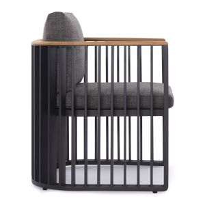 Armchair Eternity Sm6174, anthracite, gray, cushions 64x65x68.5-82cm.