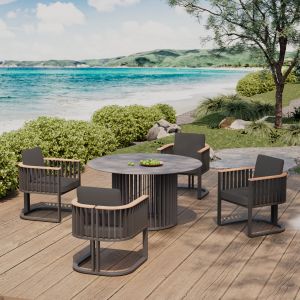 Armchair Eternity Sm6176, anthracite, gray, cushions 64x65x68.5 cm.