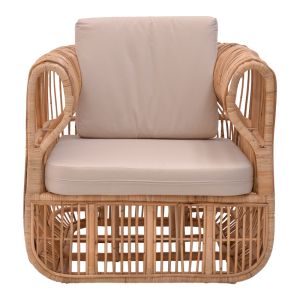 Кресло Fajole естествен ратан с възглавница 86x86x66см