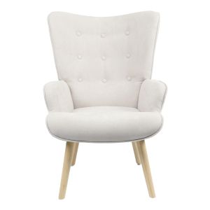 Fluffy armchair with light gray fabric, solid wood legs 75x69x96cm