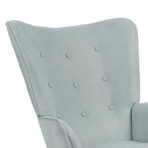 Fluffy armchair with plush fabric in bright green color and wooden legs 75x69x96cm