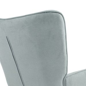Fluffy armchair with plush fabric in bright green color and wooden legs 75x69x96cm