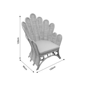 Armchair Fragia natural rattan beige cushion 103x90x120cm