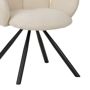 Armchair Garzele beige plush fabric-black metal legs 68x66x82.5cm