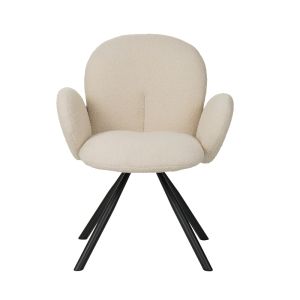 Armchair Garzele beige plush fabric-black metal legs 68x66x82.5cm