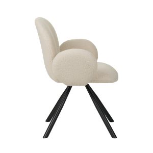 Armchair Garzele beige plush fabric-black metal legs 68x66x82.5cm