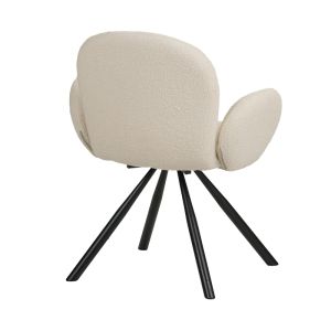 Armchair Garzele beige plush fabric-black metal legs 68x66x82.5cm