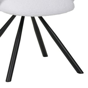 Garzele armchair white plush fabric-black metal legs 68x66x82.5cm