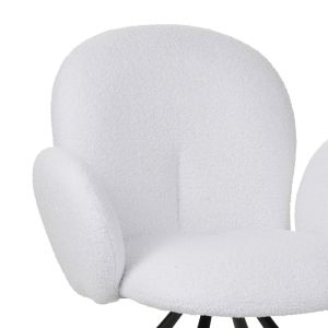 Garzele armchair white plush fabric-black metal legs 68x66x82.5cm