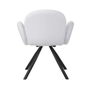 Garzele armchair white plush fabric-black metal legs 68x66x82.5cm