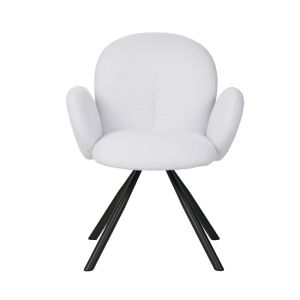 Garzele armchair white plush fabric-black metal legs 68x66x82.5cm