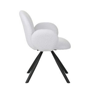 Garzele armchair white plush fabric-black metal legs 68x66x82.5cm