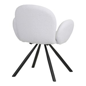 Garzele armchair white plush fabric-black metal legs 68x66x82.5cm
