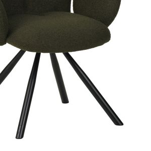 Armchair Garzele green plush fabric-black metal legs 68x66x82.5cm