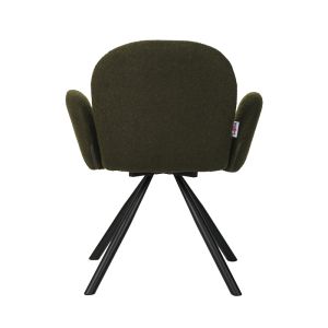Armchair Garzele green plush fabric-black metal legs 68x66x82.5cm
