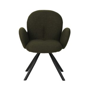 Armchair Garzele green plush fabric-black metal legs 68x66x82.5cm
