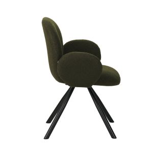Armchair Garzele green plush fabric-black metal legs 68x66x82.5cm